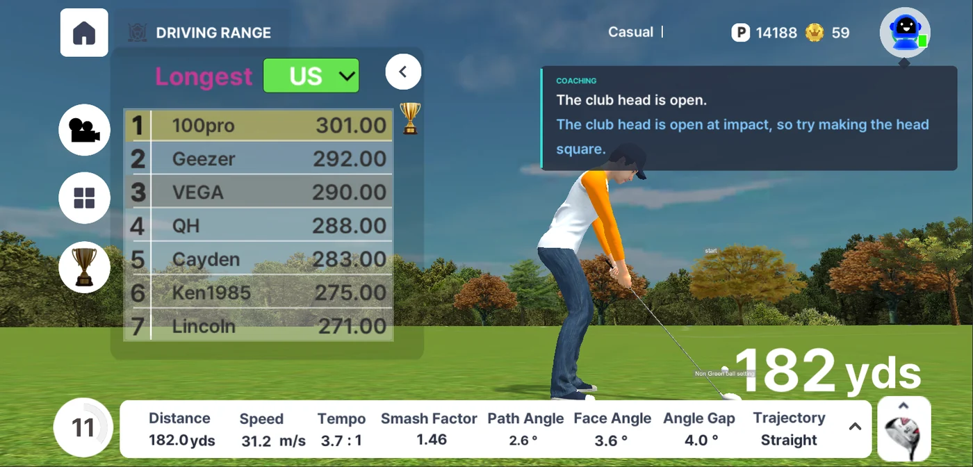 Your real swing read on screen: path, face, tempo, impact